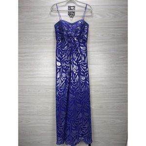 Aidan Mattox Blue Metallic Gown